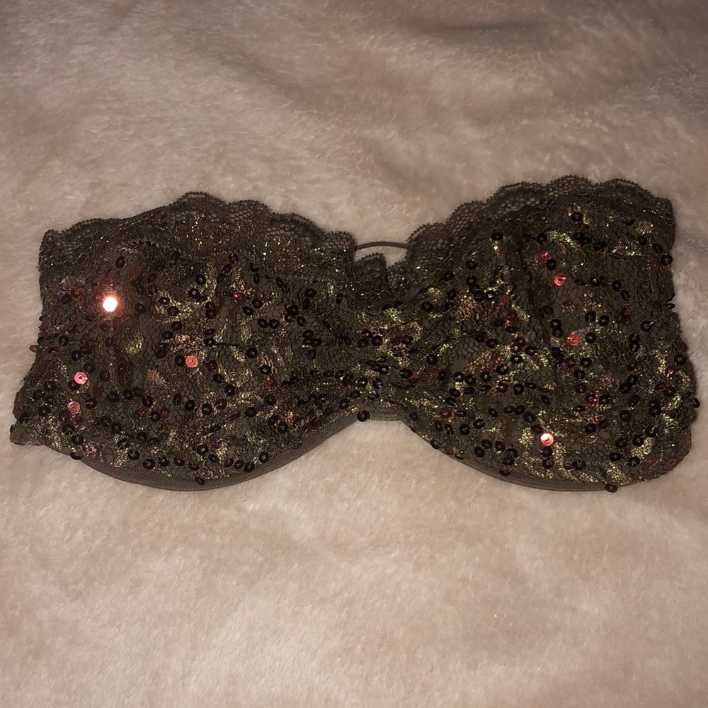 Free People Brown Sparkly Strappy back bandeau